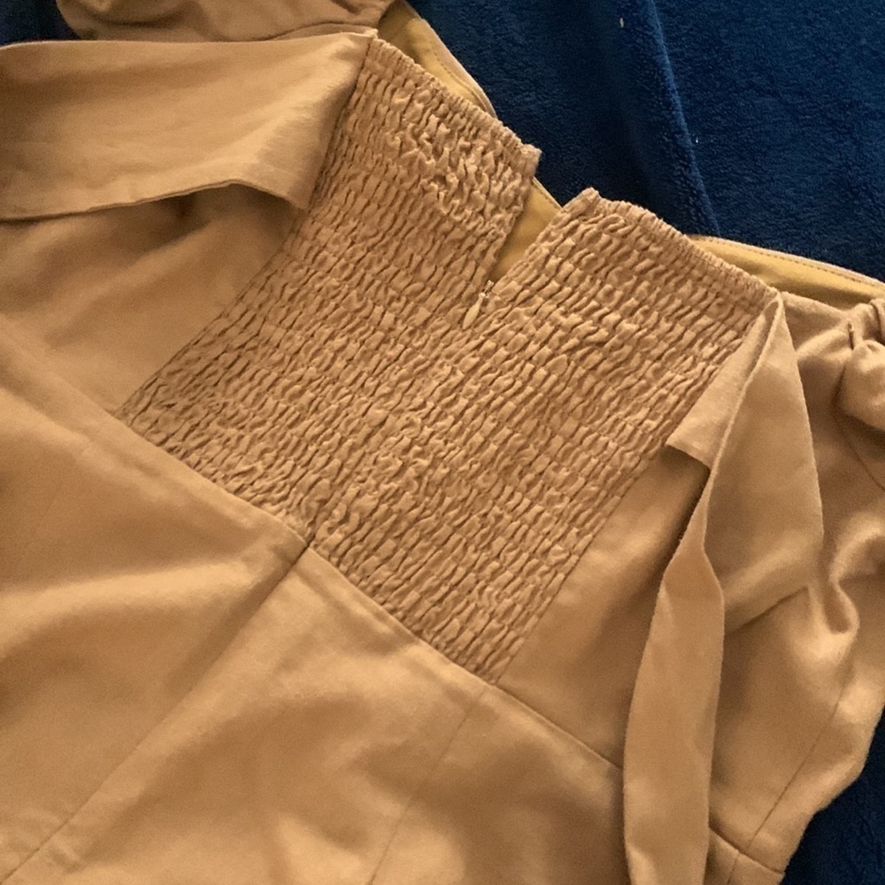Grettie Bow Back brown Mini Dress puff sleeves - Picture 7 of 7